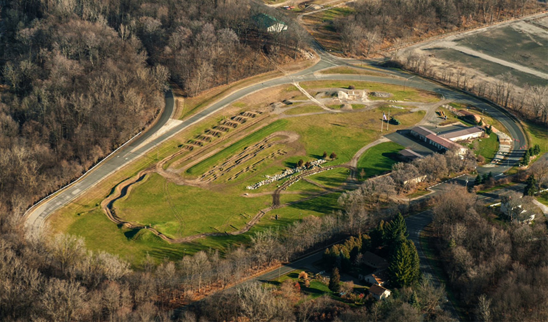 Aerial view of the AM General proving grounds in Mishawaka, IN